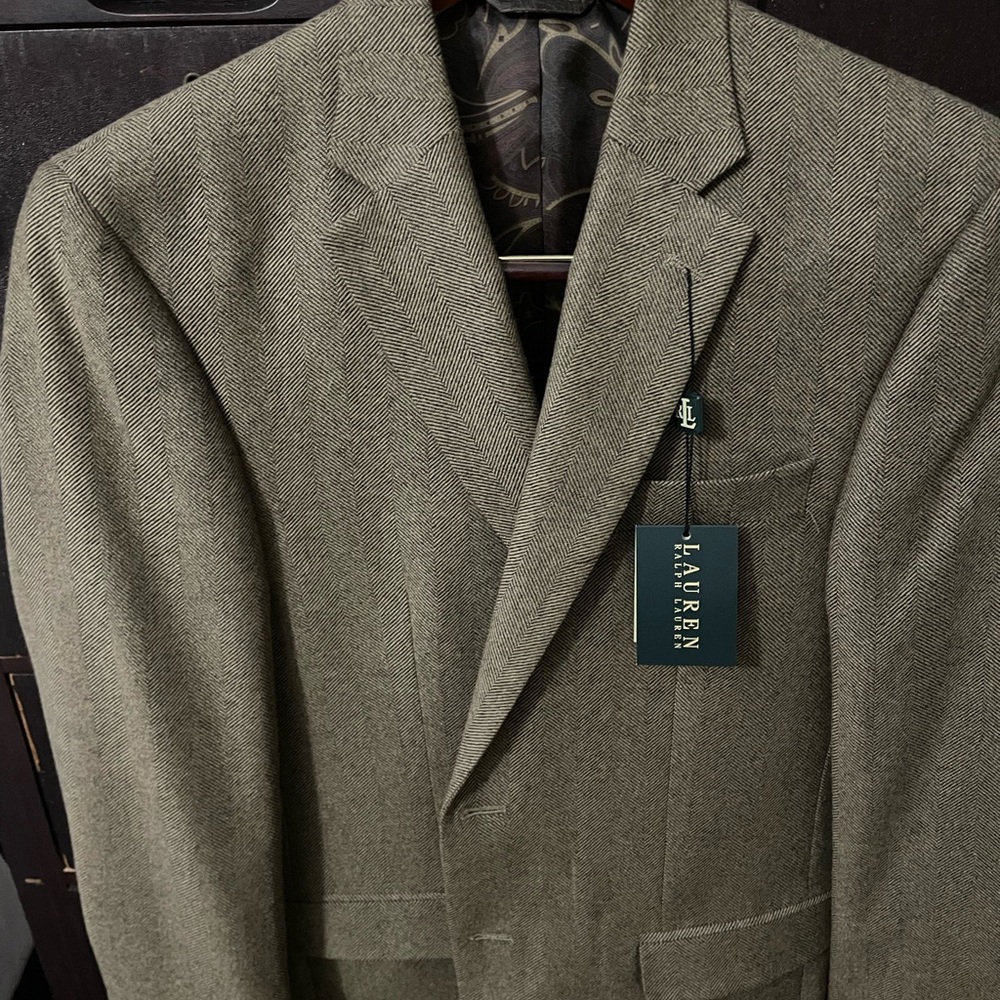 Lauren Ralph Lauren 38R Brown Herringbone Blazer - Wool and Cashmere